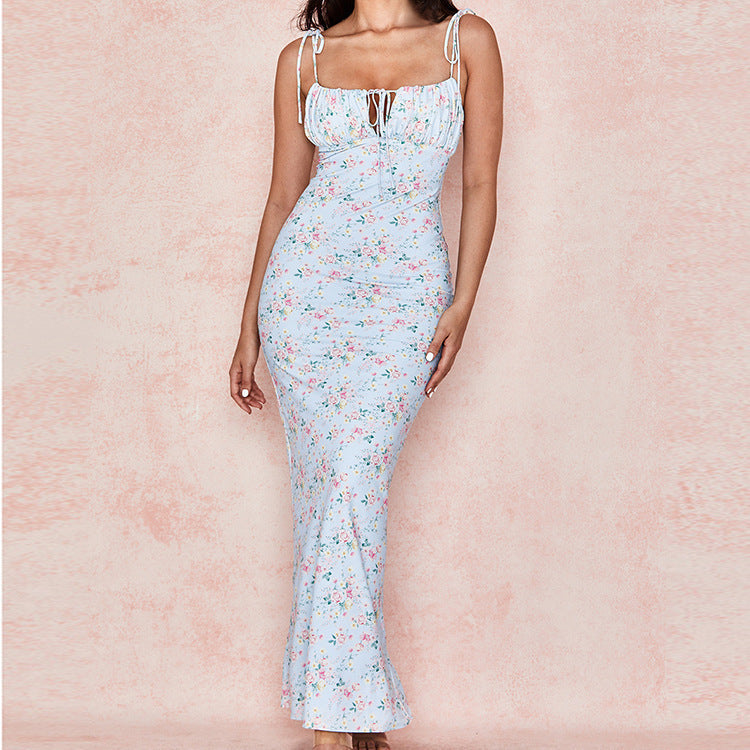 Pauline | Sommer blau Floral Print Kleid