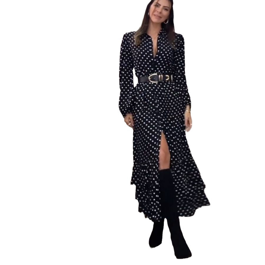 Pauline | Hochwertiges Damen Kleid mit langen Ärmeln und Polka Dot