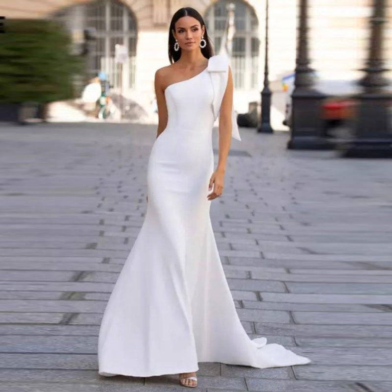 Pauline | Mode Fischschwanz Elegantes Hochzeitskleid Schlankheitskur Schulter