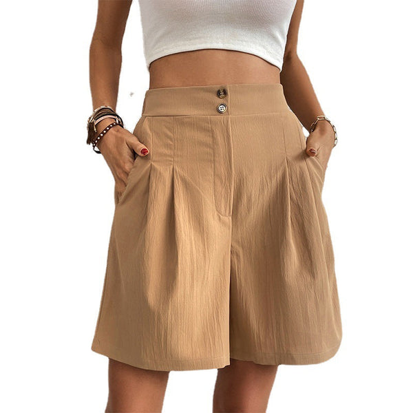 Pauline | Freizeit Damen hohe Taille weites Bein Shorts Mode