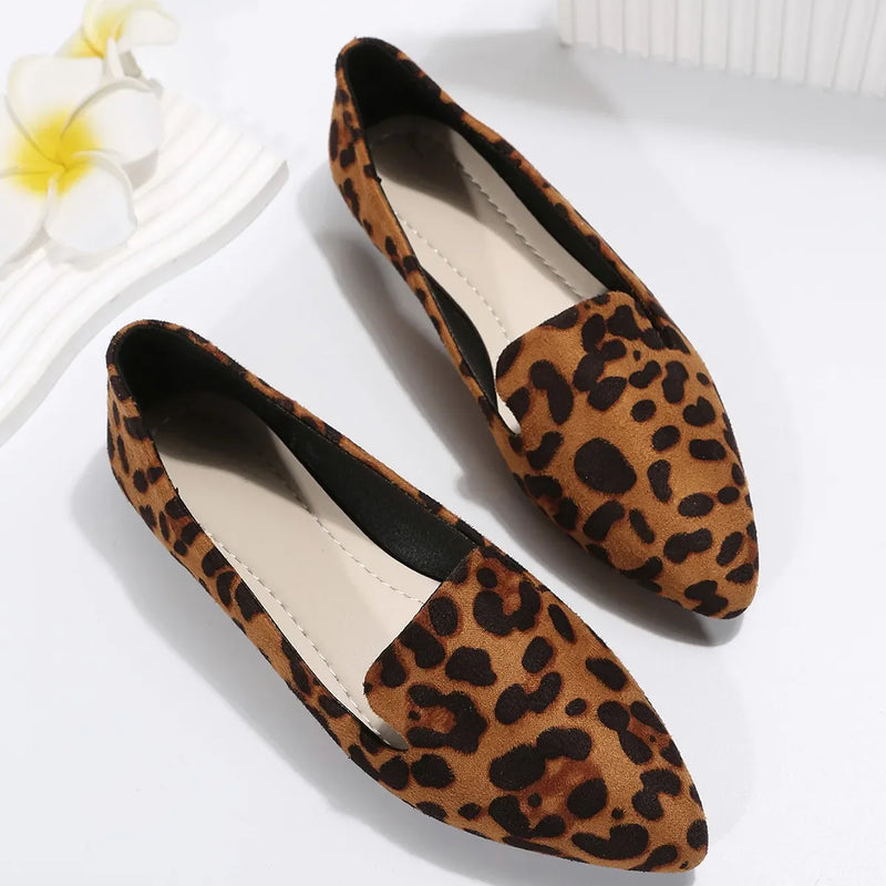 Pauline |  Leopard Spitze Zehen Loafers