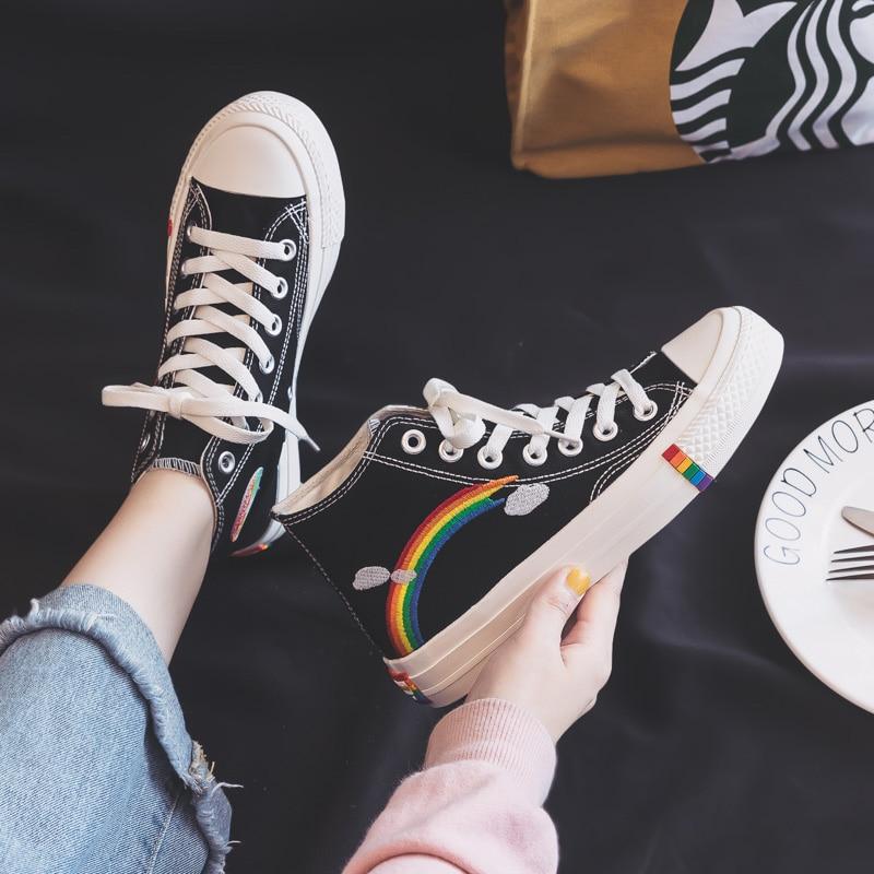 Pauline | Moderne High-Top-Sneaker in Regenbogenfarben Regenbogen