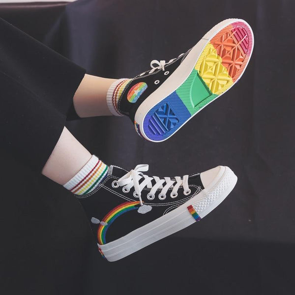 Pauline | Moderne High-Top-Sneaker in Regenbogenfarben Regenbogen