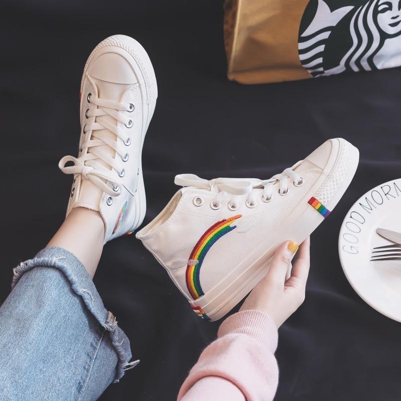 Pauline | Moderne High-Top-Sneaker in Regenbogenfarben Regenbogen