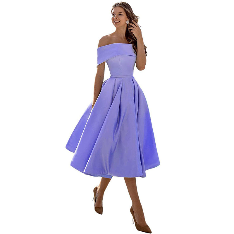 Pauline | Mode Lässig Trägerlos Satin Partykleid