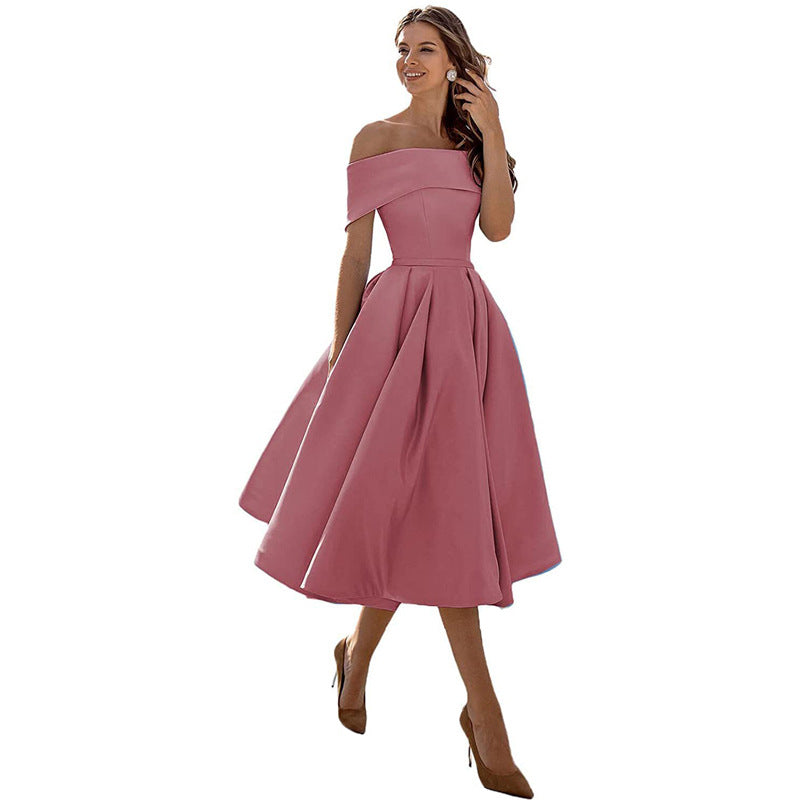 Pauline | Mode Lässig Trägerlos Satin Partykleid