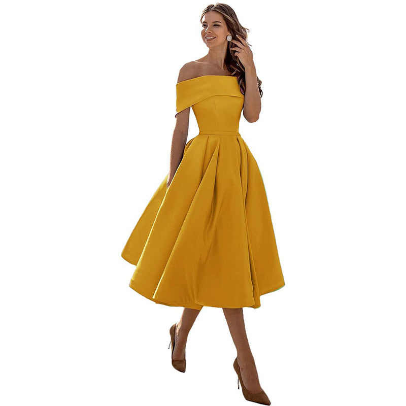 Pauline | Mode Lässig Trägerlos Satin Partykleid