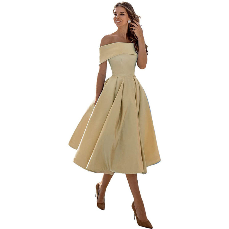 Pauline | Mode Lässig Trägerlos Satin Partykleid