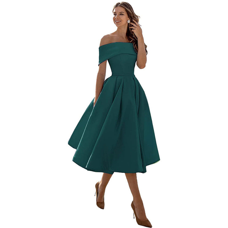 Pauline | Mode Lässig Trägerlos Satin Partykleid