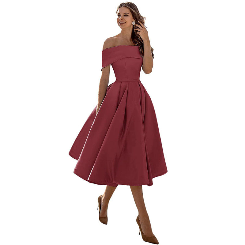 Pauline | Mode Lässig Trägerlos Satin Partykleid