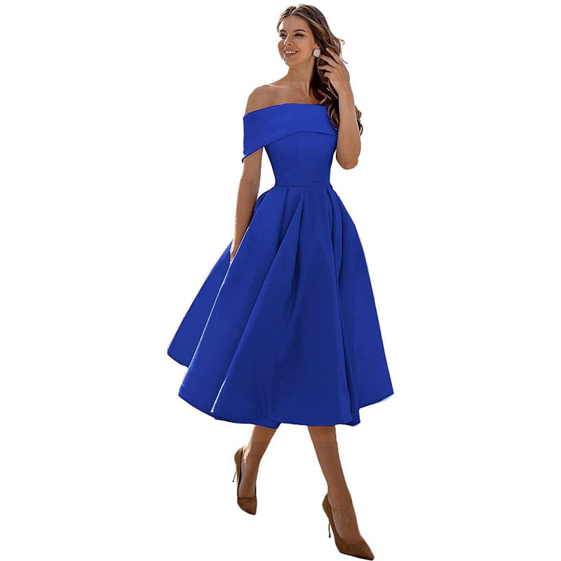 Pauline | Mode Lässig Trägerlos Satin Partykleid