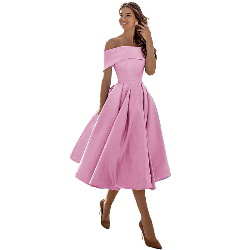 Pauline | Mode Lässig Trägerlos Satin Partykleid