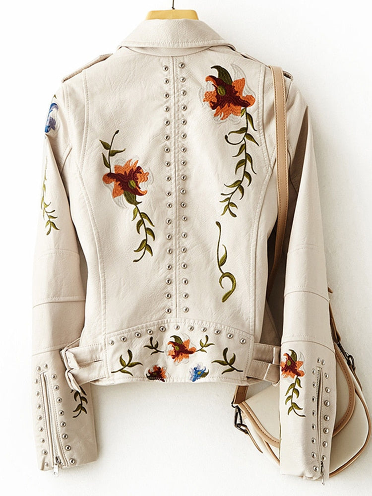 Pauline | Chic Lederjacke mit Blumen