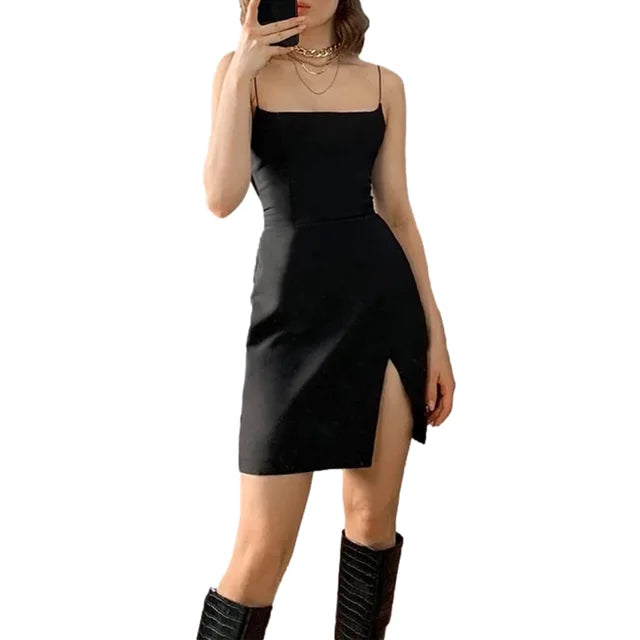 Pauline | Sommer Spitzenbesatz Bandage geraffter Schlitz Party Minikleid