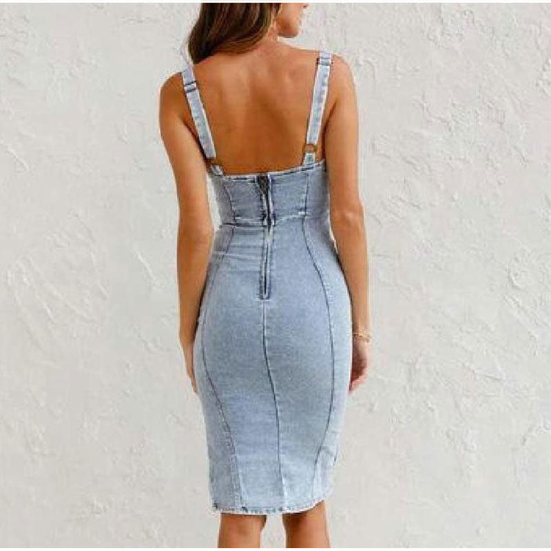 Pauline | Hochwertiges Denim Split Kleid