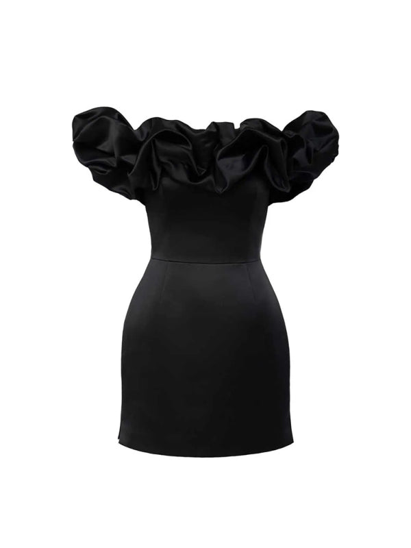 Madison | Satin Ruffle Off Shoulder Kleid