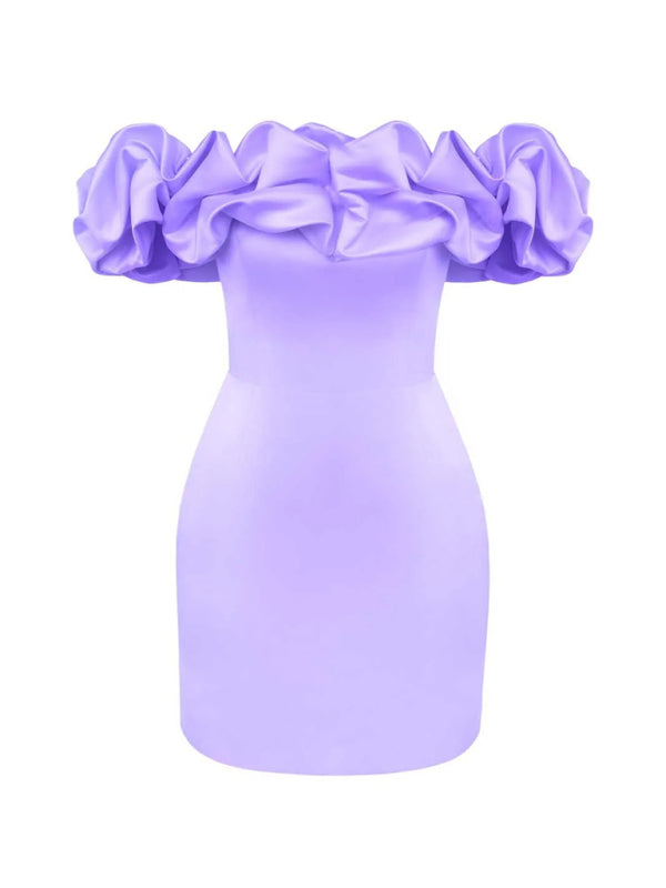 Madison | Satin Ruffle Off Shoulder Kleid