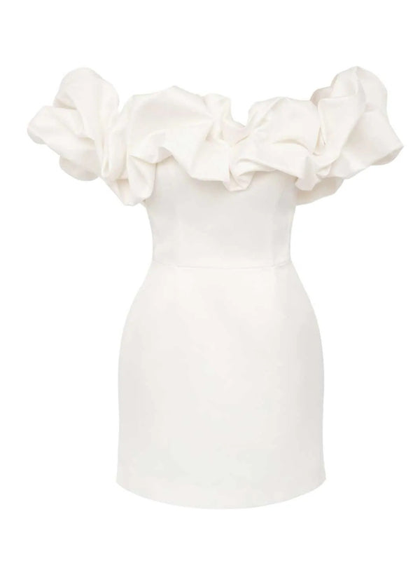 Madison | Satin Ruffle Off Shoulder Kleid